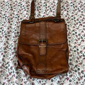 Fossil Tan Leather Messenger Bag